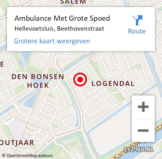Locatie op kaart van de 112 melding: Ambulance Met Grote Spoed Naar Hellevoetsluis, Beethovenstraat op 31 augustus 2020 16:05