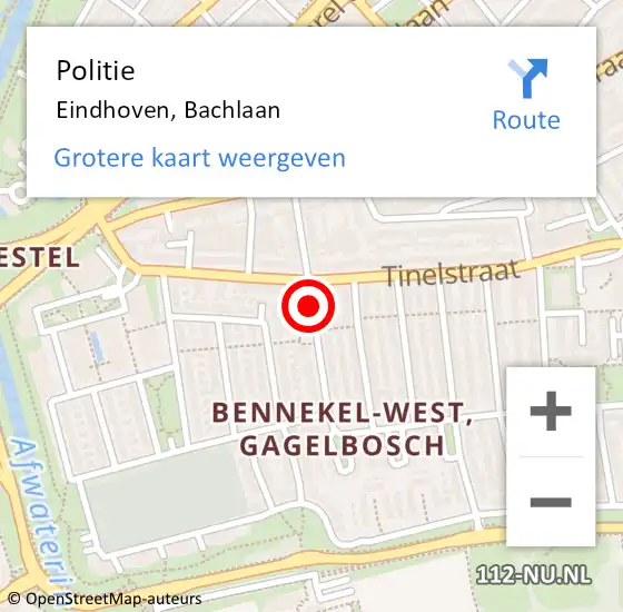 Locatie op kaart van de 112 melding: Politie Eindhoven, Bachlaan op 31 augustus 2020 23:06