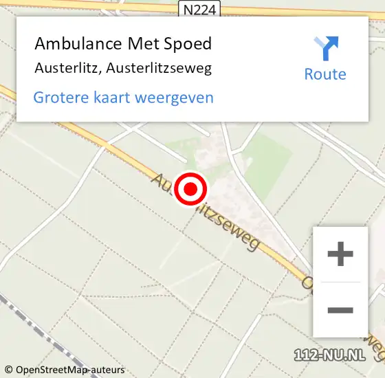 Locatie op kaart van de 112 melding: Ambulance Met Spoed Naar Austerlitz, Austerlitzseweg op 17 mei 2014 15:51