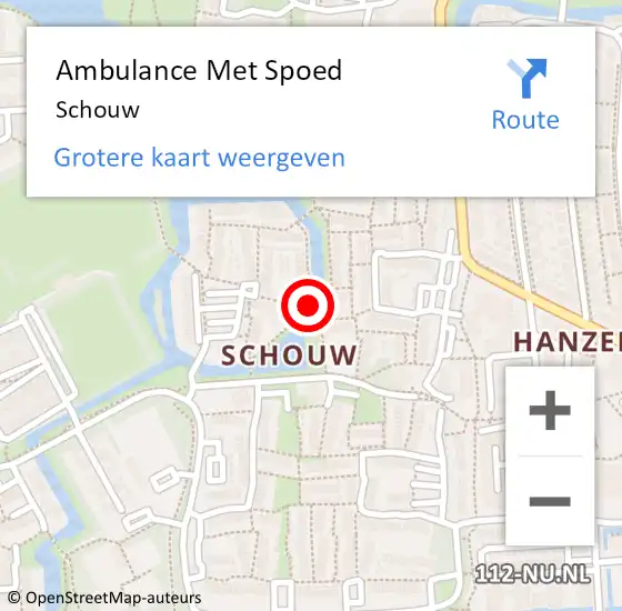 Locatie op kaart van de 112 melding: Ambulance Met Spoed Naar Schouw op 1 september 2020 09:30