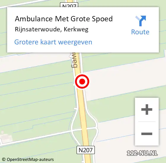 Locatie op kaart van de 112 melding: Ambulance Met Grote Spoed Naar Rijnsaterwoude, Kerkweg op 1 september 2020 10:25