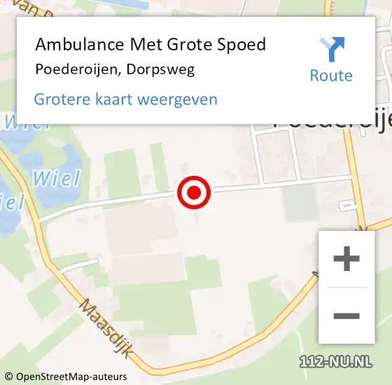 Locatie op kaart van de 112 melding: Ambulance Met Grote Spoed Naar Poederoijen, Dorpsweg op 1 september 2020 13:10