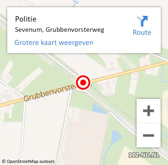 Locatie op kaart van de 112 melding: Politie Sevenum, Grubbenvorsterweg op 1 september 2020 14:20