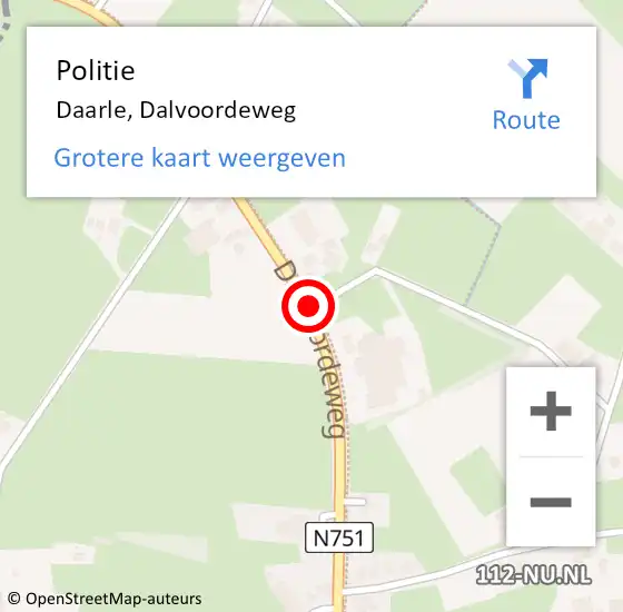 Locatie op kaart van de 112 melding: Politie Daarle, Dalvoordeweg op 1 september 2020 14:55