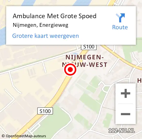 Locatie op kaart van de 112 melding: Ambulance Met Grote Spoed Naar Nijmegen, Energieweg op 1 september 2020 16:27