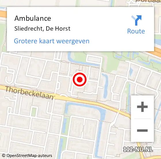 Locatie op kaart van de 112 melding: Ambulance Sliedrecht, De Horst op 1 september 2020 17:08