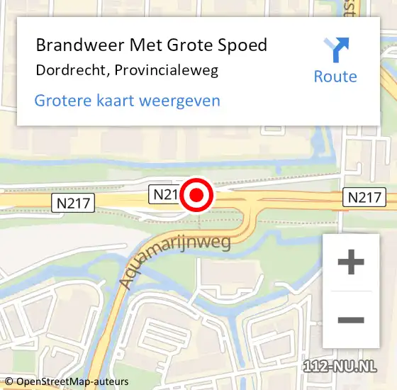 Locatie op kaart van de 112 melding: Brandweer Met Grote Spoed Naar Dordrecht, Provincialeweg op 2 september 2020 01:06