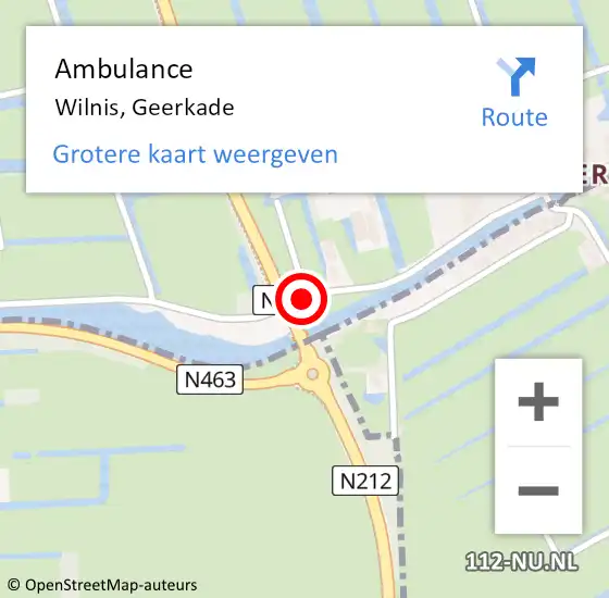 Locatie op kaart van de 112 melding: Ambulance Wilnis, Geerkade op 2 september 2020 08:07