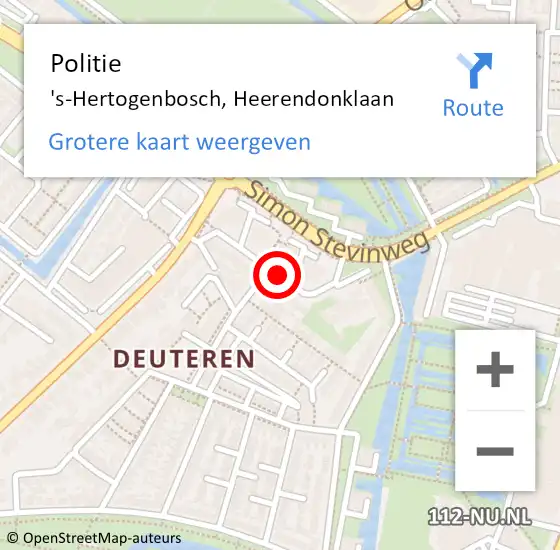 Locatie op kaart van de 112 melding: Politie 's-Hertogenbosch, Heerendonklaan op 2 september 2020 08:23