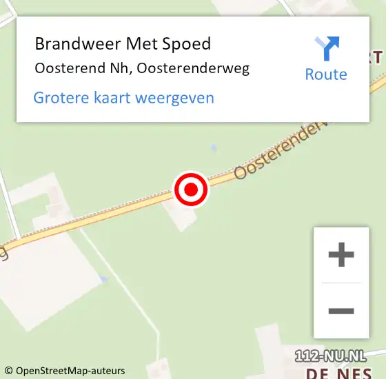Locatie op kaart van de 112 melding: Brandweer Met Spoed Naar Oosterend Nh, Oosterenderweg op 2 september 2020 08:56