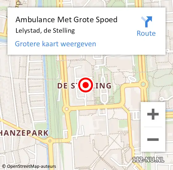 Locatie op kaart van de 112 melding: Ambulance Met Grote Spoed Naar Lelystad, de Stelling op 2 september 2020 14:16
