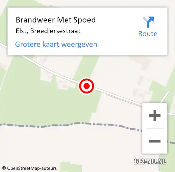 Locatie op kaart van de 112 melding: Brandweer Met Spoed Naar Elst, Breedlersestraat op 3 september 2020 01:20