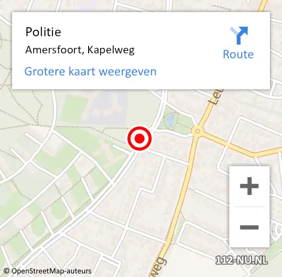 Locatie op kaart van de 112 melding: Politie Amersfoort, Kapelweg op 3 september 2020 06:55