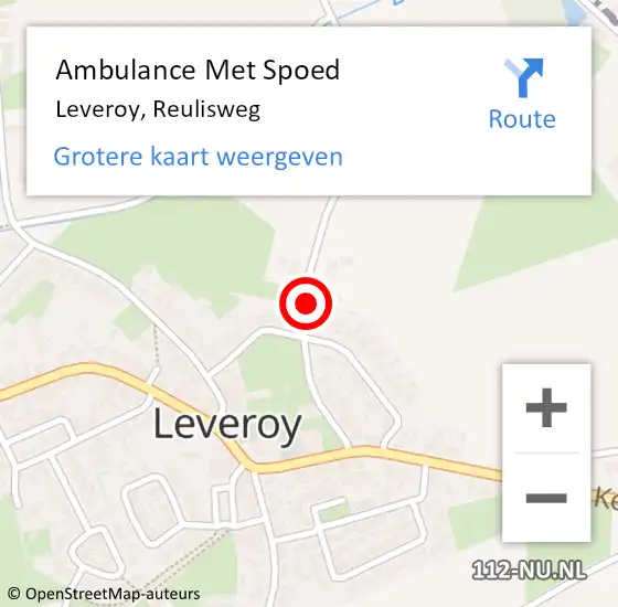 Locatie op kaart van de 112 melding: Ambulance Met Spoed Naar Leveroy, Reulisweg op 3 september 2020 13:14