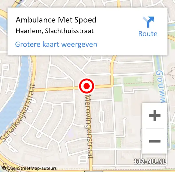 Locatie op kaart van de 112 melding: Ambulance Met Spoed Naar Haarlem, Slachthuisstraat op 3 september 2020 19:31