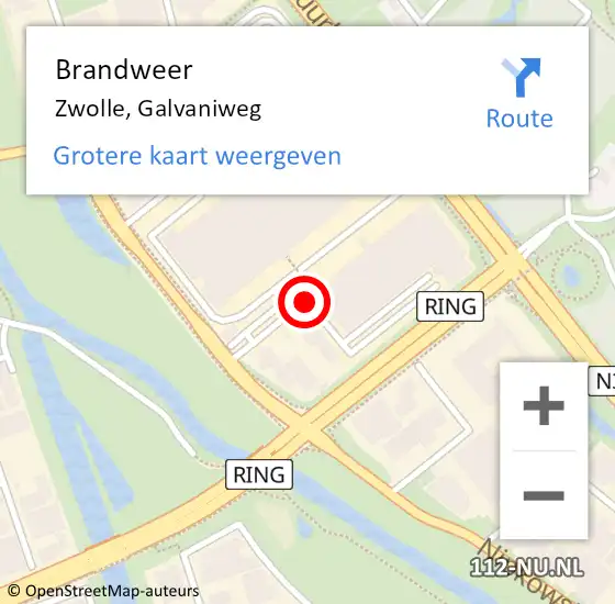 Locatie op kaart van de 112 melding: Brandweer Zwolle, Galvaniweg op 4 september 2020 04:31