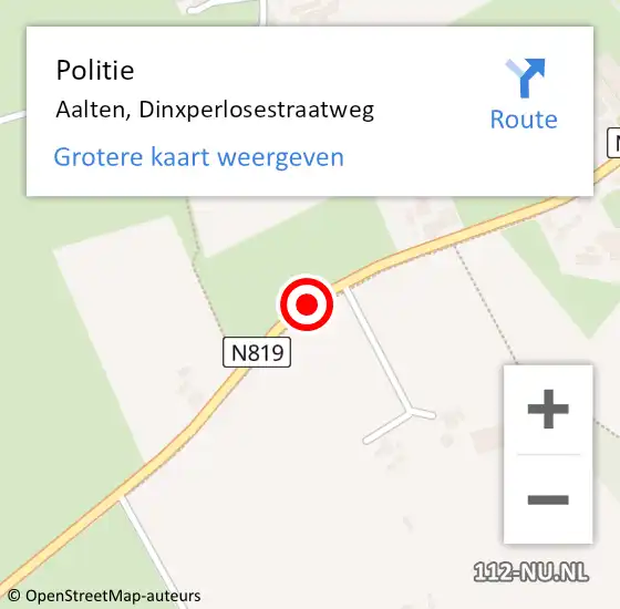 Locatie op kaart van de 112 melding: Politie Aalten, Dinxperlosestraatweg op 4 september 2020 10:54