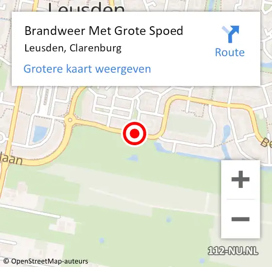 Locatie op kaart van de 112 melding: Brandweer Met Grote Spoed Naar Leusden, Clarenburg op 4 september 2020 14:41