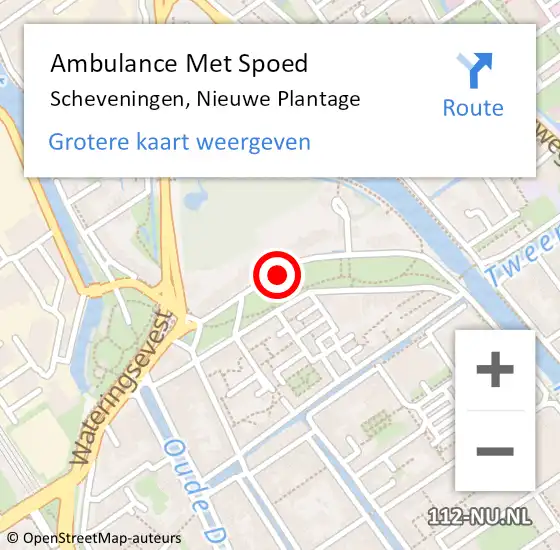 Locatie op kaart van de 112 melding: Ambulance Met Spoed Naar Scheveningen, Nieuwe Plantage op 5 september 2020 00:59
