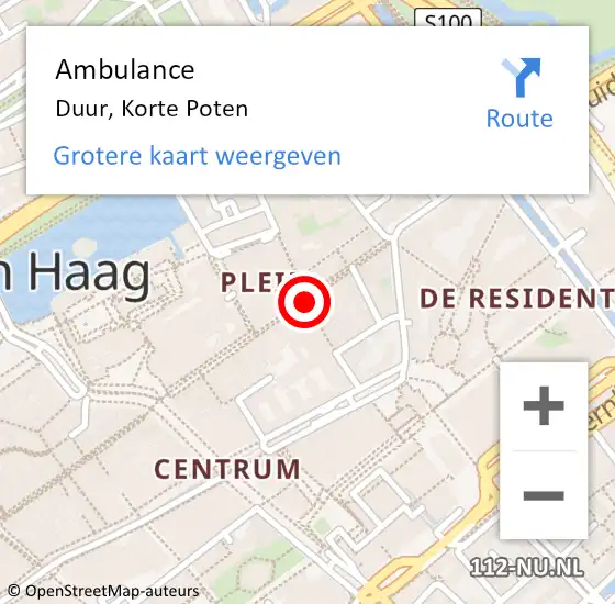 Locatie op kaart van de 112 melding: Ambulance Duur, Korte Poten op 5 september 2020 01:00
