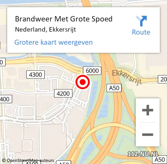Locatie op kaart van de 112 melding: Brandweer Met Grote Spoed Naar Nederland, Ekkersrijt op 5 september 2020 09:35
