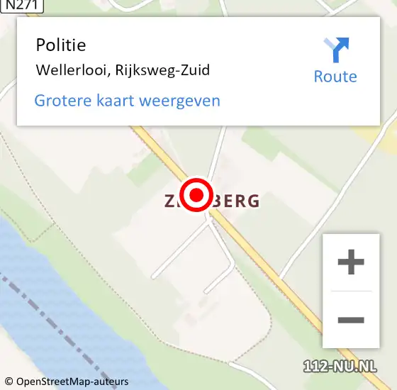 Locatie op kaart van de 112 melding: Politie Wellerlooi, Rijksweg-Zuid op 5 september 2020 19:58