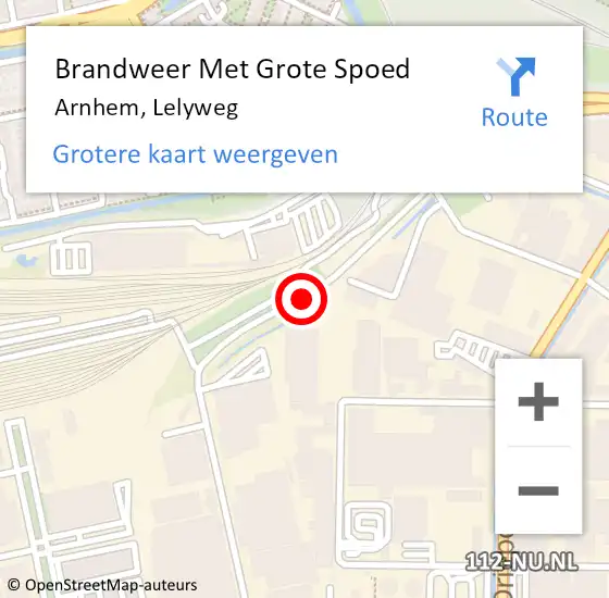 Locatie op kaart van de 112 melding: Brandweer Met Grote Spoed Naar Arnhem, Lelyweg op 5 september 2020 20:15