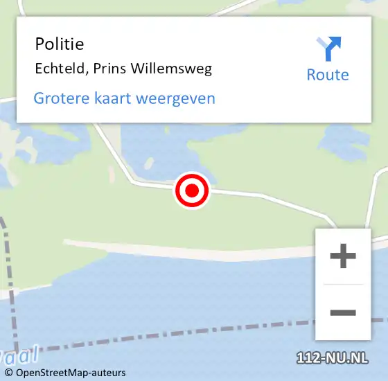 Locatie op kaart van de 112 melding: Politie Echteld, Prins Willemsweg op 6 september 2020 12:12