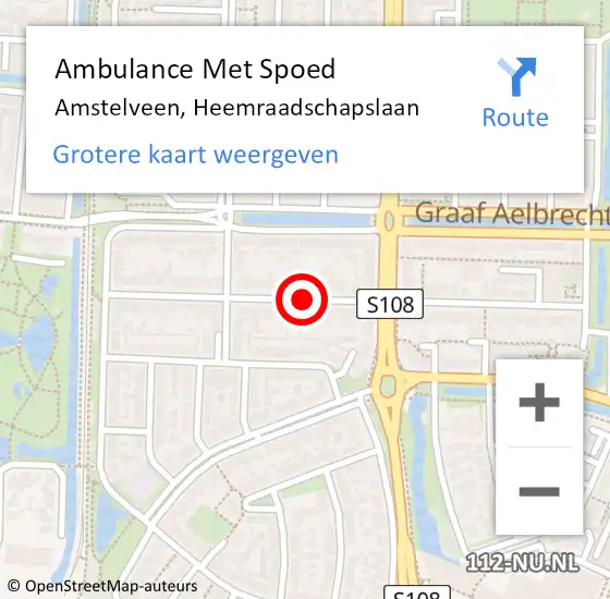 Locatie op kaart van de 112 melding: Ambulance Met Spoed Naar Amstelveen, Heemraadschapslaan op 6 september 2020 17:28