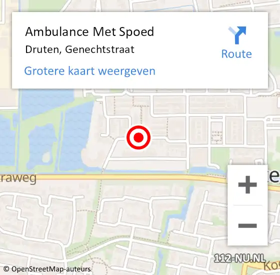 Locatie op kaart van de 112 melding: Ambulance Met Spoed Naar Druten, Genechtstraat op 7 september 2020 07:03