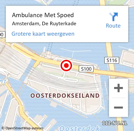 Locatie op kaart van de 112 melding: Ambulance Met Spoed Naar Amsterdam, De Ruyterkade op 7 september 2020 09:29