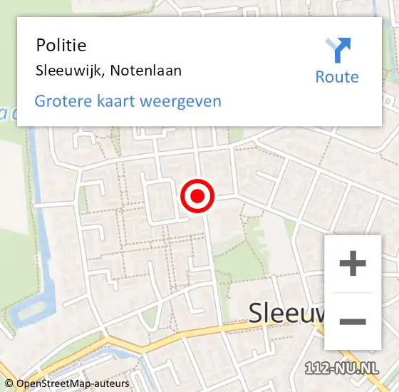 Locatie op kaart van de 112 melding: Politie Sleeuwijk, Notenlaan op 7 september 2020 09:46