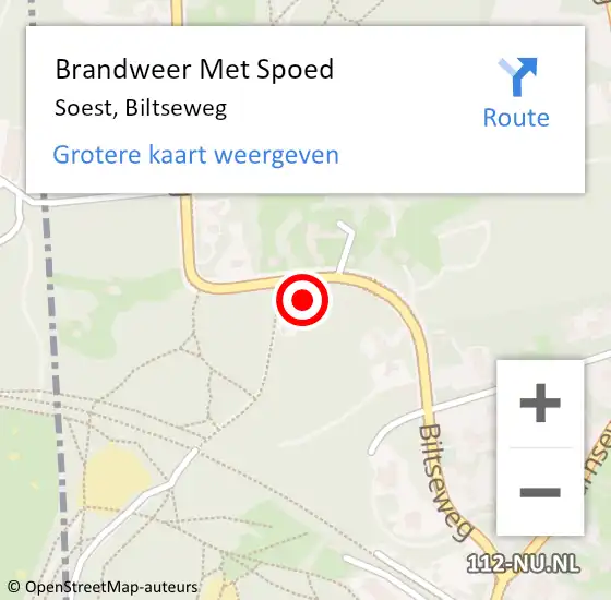 Locatie op kaart van de 112 melding: Brandweer Met Spoed Naar Soest, Biltseweg op 18 mei 2014 11:16