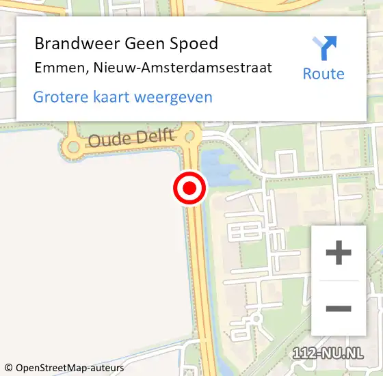 Locatie op kaart van de 112 melding: Brandweer Geen Spoed Naar Emmen, Nieuw-Amsterdamsestraat op 8 september 2020 12:00