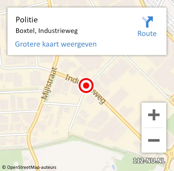 Locatie op kaart van de 112 melding: Politie Boxtel, Industrieweg op 9 september 2020 11:16