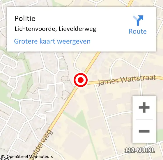 Locatie op kaart van de 112 melding: Politie Lichtenvoorde, Lievelderweg op 9 september 2020 16:07