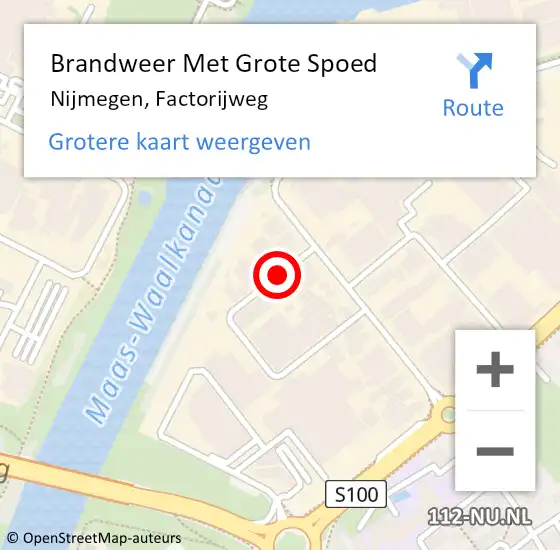 Locatie op kaart van de 112 melding: Brandweer Met Grote Spoed Naar Nijmegen, Factorijweg op 9 september 2020 18:36