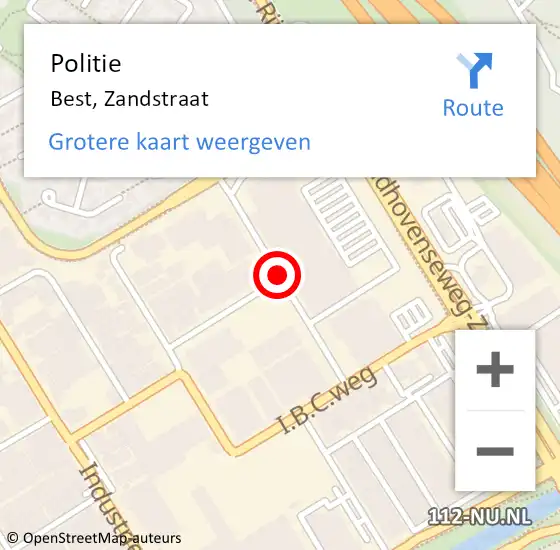 Locatie op kaart van de 112 melding: Politie Best, Zandstraat op 9 september 2020 18:45