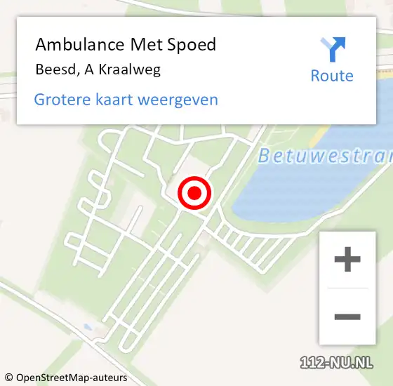 Locatie op kaart van de 112 melding: Ambulance Met Spoed Naar Beesd, A Kraalweg op 9 september 2020 21:10