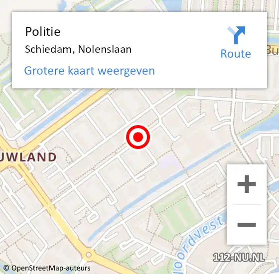 Locatie op kaart van de 112 melding: Politie Schiedam, Nolenslaan op 9 september 2020 22:52