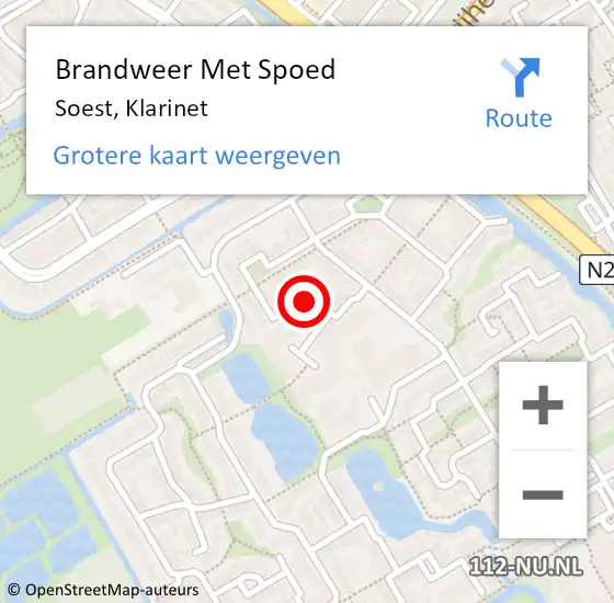 Locatie op kaart van de 112 melding: Brandweer Met Spoed Naar Soest, Klarinet op 9 september 2020 23:32