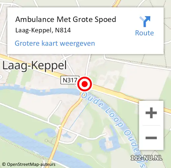 Locatie op kaart van de 112 melding: Ambulance Met Grote Spoed Naar Laag-Keppel, N814 op 10 september 2020 01:54
