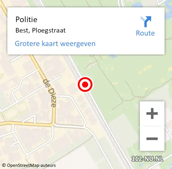 Locatie op kaart van de 112 melding: Politie Best, Ploegstraat op 10 september 2020 11:03