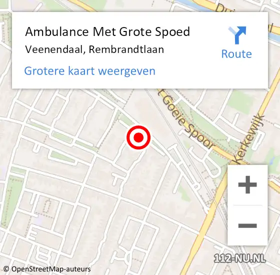 Locatie op kaart van de 112 melding: Ambulance Met Grote Spoed Naar Veenendaal, Rembrandtlaan op 10 september 2020 13:03