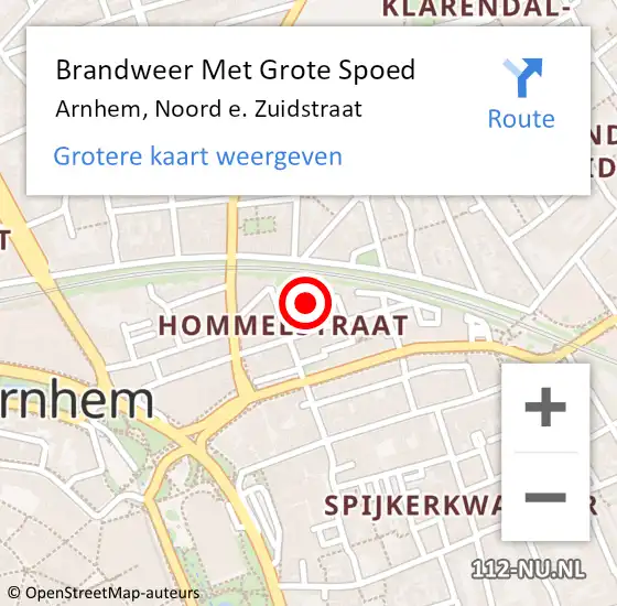 Locatie op kaart van de 112 melding: Brandweer Met Grote Spoed Naar Arnhem, Noord e. Zuidstraat op 11 september 2020 12:26