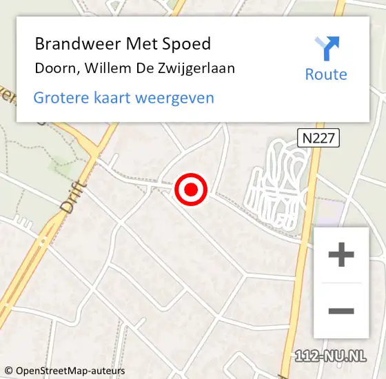 Locatie op kaart van de 112 melding: Brandweer Met Spoed Naar Doorn, Willem De Zwijgerlaan op 11 september 2020 16:05
