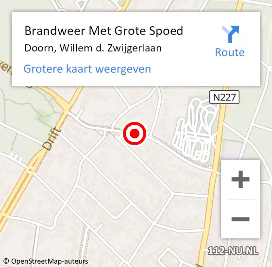Locatie op kaart van de 112 melding: Brandweer Met Grote Spoed Naar Doorn, Willem De Zwijgerlaan op 11 september 2020 16:19