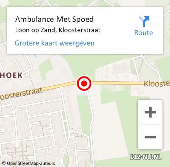 Locatie op kaart van de 112 melding: Ambulance Met Spoed Naar Loon op Zand, Kloosterstraat op 11 september 2020 19:34