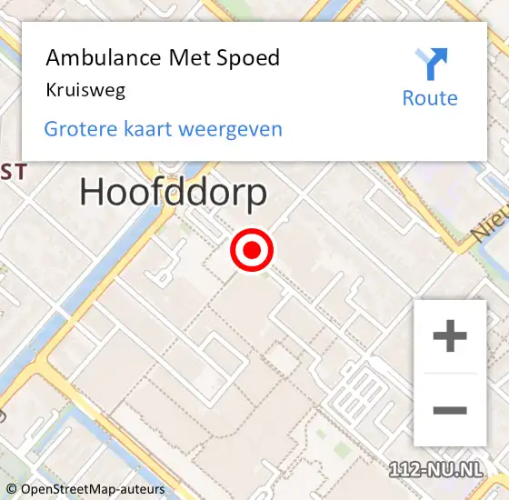Locatie op kaart van de 112 melding: Ambulance Met Spoed Naar Kruisweg op 11 september 2020 23:01
