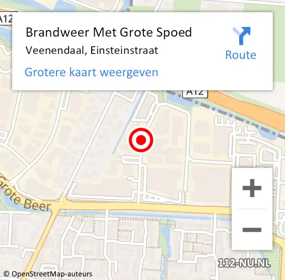 Locatie op kaart van de 112 melding: Brandweer Met Grote Spoed Naar Veenendaal, Einsteinstraat op 12 september 2020 13:29